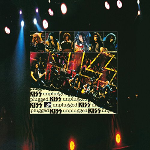 Kiss MTV Unplugged vinyl album cover with band photos and stage lights.