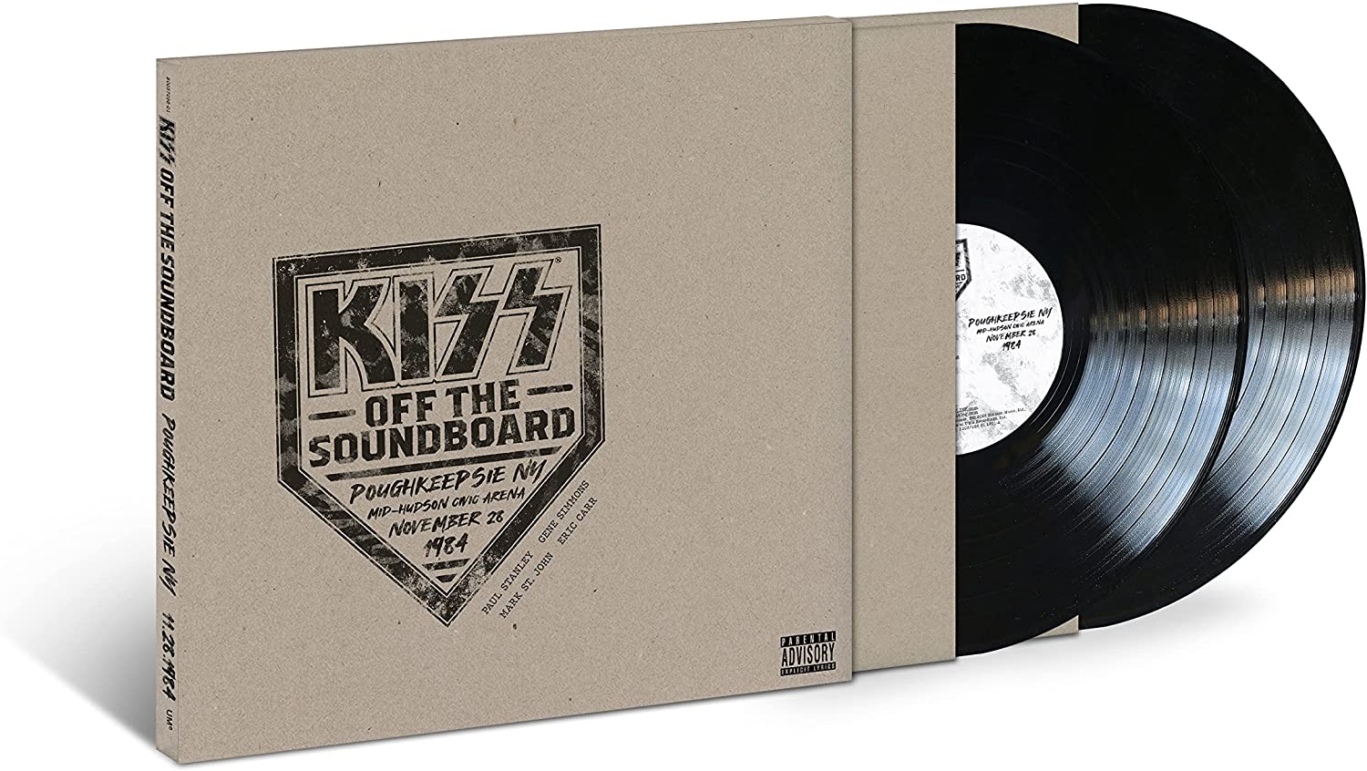 Kiss “Off The Soundboard” 2LP vinyl record in cardboard sleeve.