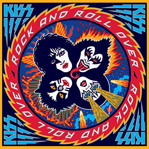 Kiss “Rock And Roll Over” vinyl album cover with band members’ faces.