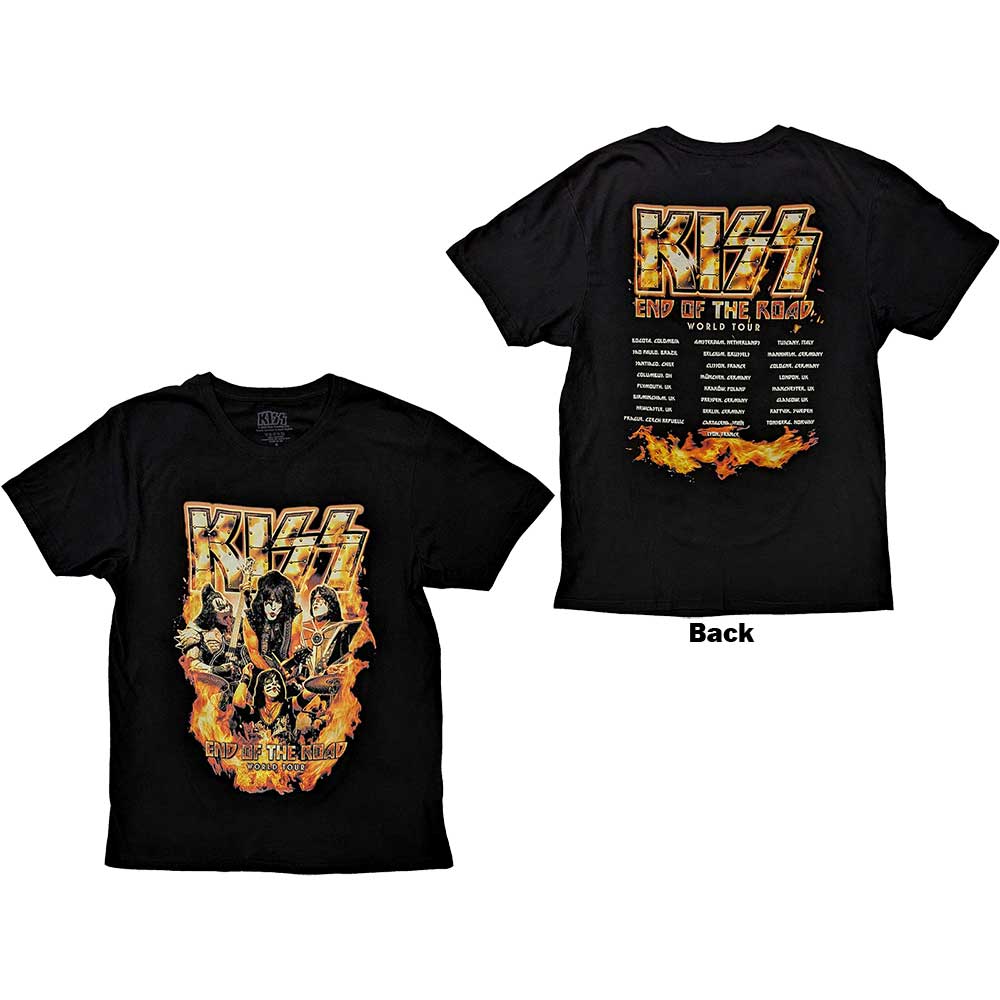Orange KISS band t-shirt, small size, with back print design.