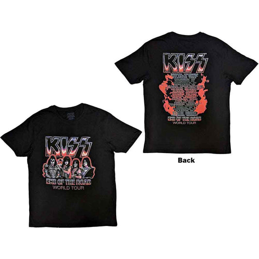 Black unisex t-shirt featuring the KISS logo and red End Of The Road graphics.