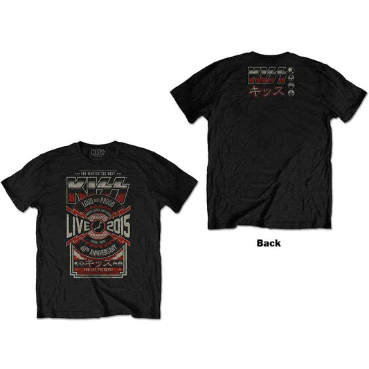 Black KISS t-shirt with back print of Japan 2015 tour imagery.