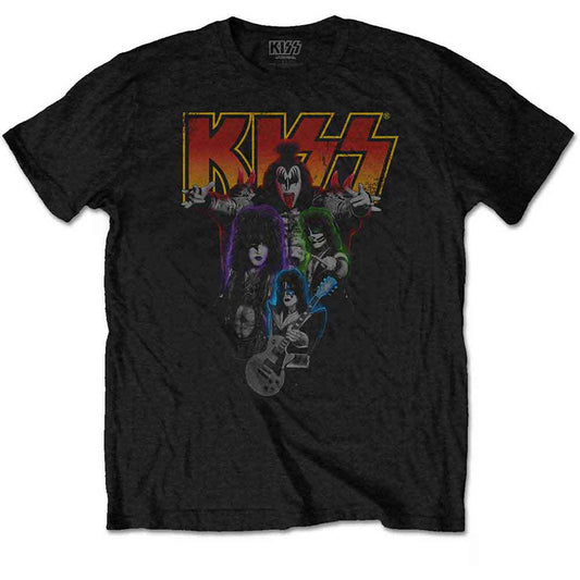 Light blue t-shirt with a colorful graphic of the band KISS.