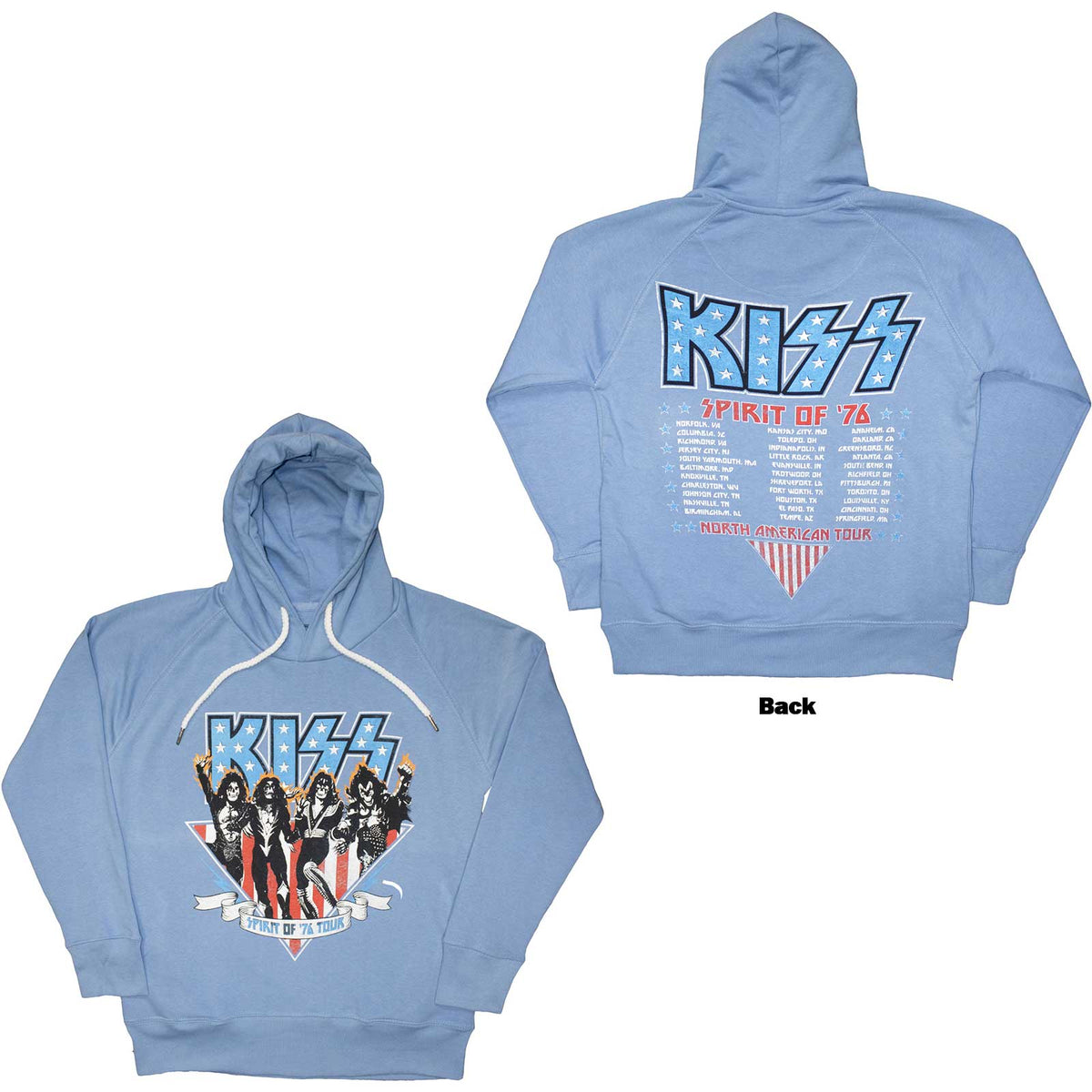 Navy blue KISS hoodie with large back print, size XXX-Large.