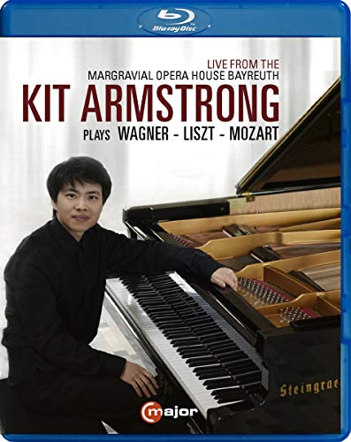 Blue-ray case with pianist Kit Armstrong beside a piano, playing.