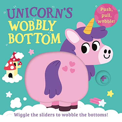 Pink unicorn with a large bottom and interactive slider tab.
