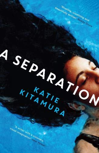 Book cover showing a woman with dark hair floating in bright blue water.