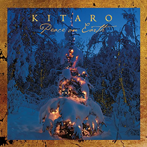 Kitaro's "Peace on Earth" CD cover: snowy forest with lit Christmas tree.