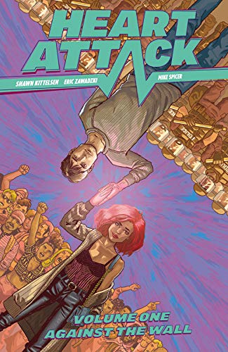 Comic book cover: "Heart Attack Volume 1" with figures in a crowd.