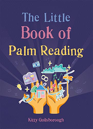 Book cover titled The Little Book of Palm Reading featuring illustrated hands and icons.