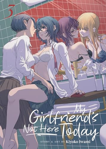 Manga cover depicting four young women in a bathroom setting.