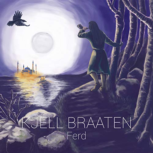 "Album cover art: man drinking by a body of water, with a mosque in the distance."