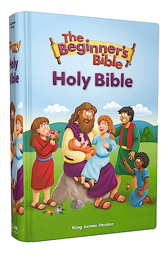 Hardcover children’s Bible with colorful illustrations of Jesus and children.