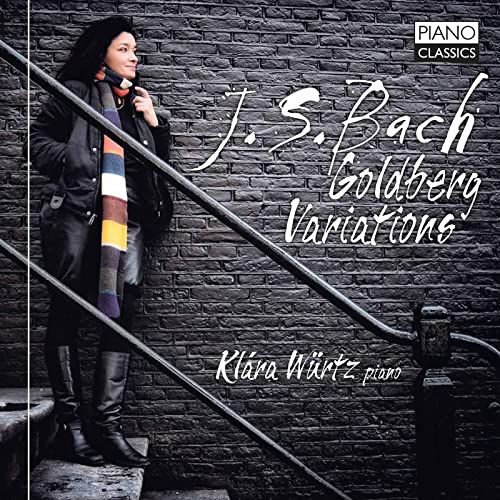 CD cover featuring pianist Klara Wurtz and text “J.S. Bach Goldberg Variations”.