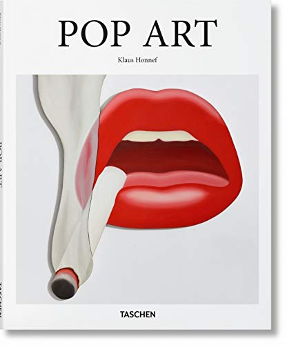Book cover titled Pop Art by Klaus Honnef featuring bright red lips and cigarette.