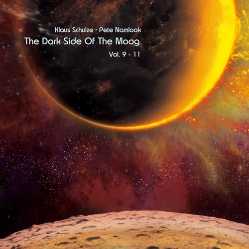 Album cover art featuring a glowing planet and a cratered moon in space.