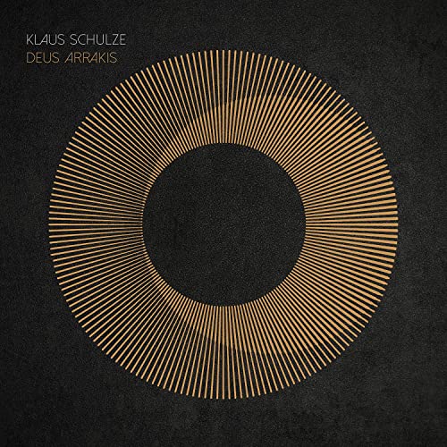 CD cover for Klaus Schulze’s “Deus Arrakis” featuring a golden radial design.