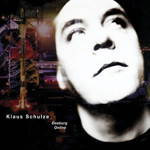 CD cover for Klaus Schulze’s “Dosburg Online” featuring a distorted face and cityscape.
