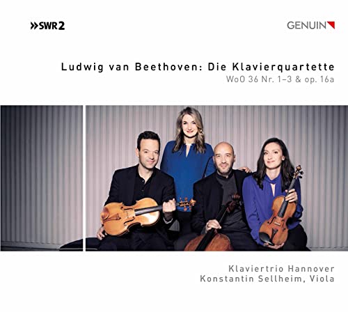 CD cover featuring four musicians with string instruments, Beethoven’s music.