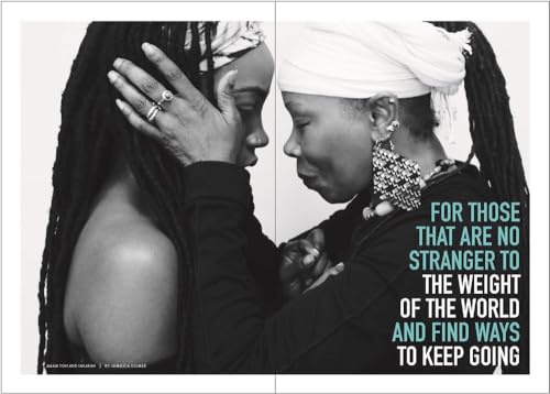 Two Black women face each other, one with dreadlocks, with text overlay.