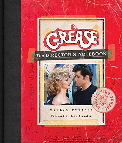 Book cover for Grease: The Director's Notebook featuring an image of John Travolta and Olivia-Newton John.