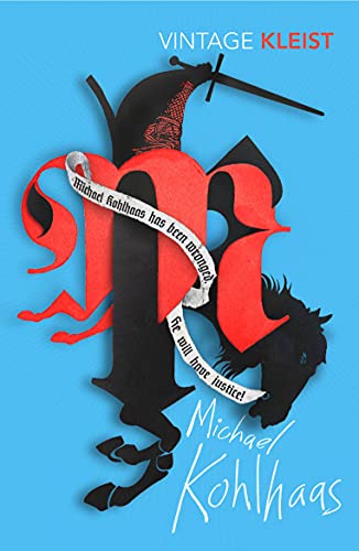 Book cover: black horse and red ribbon with text, blue background.