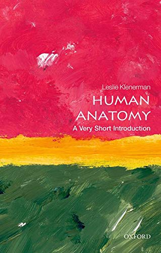 Book cover: "Human Anatomy" with abstract red, yellow, and green paint.