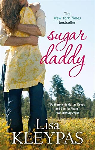 Book cover: couple embracing in a field, title “Sugar Daddy” in pink.
