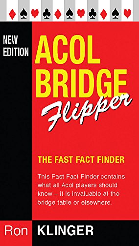 Red book cover with playing card suits and "Acol Bridge Flipper" title.