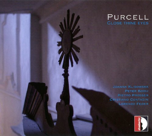 CD cover: ornate, dark wood object with text “Purcell: Close Thine Eyes”.