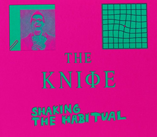Pink album cover for The Knife, featuring a portrait and green grid pattern.