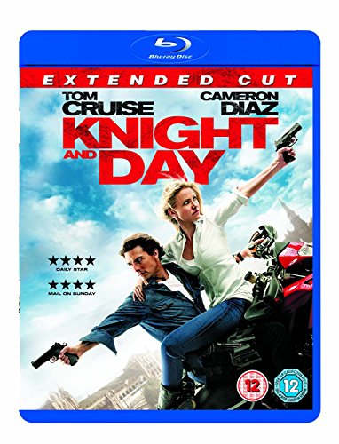 Tom Cruise and Cameron Diaz riding a motorcycle with handguns on a Blu-ray cover.