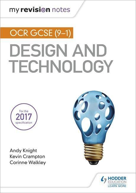 Book cover for OCR GCSE Design and Technology revision notes, with a lightbulb.