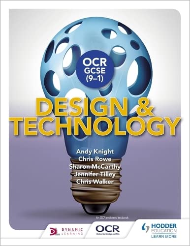 Textbook cover for OCR GCSE Design and Technology, featuring a lightbulb.