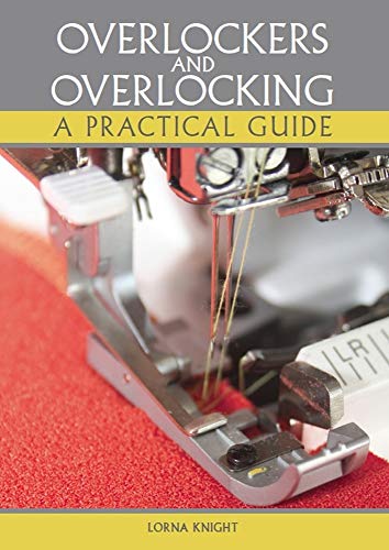 Book cover showing a close-up of an overlocker sewing machine stitching red fabric.