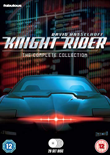 Knight Rider DVD box set cover featuring KITT with a glowing red scanner light.
