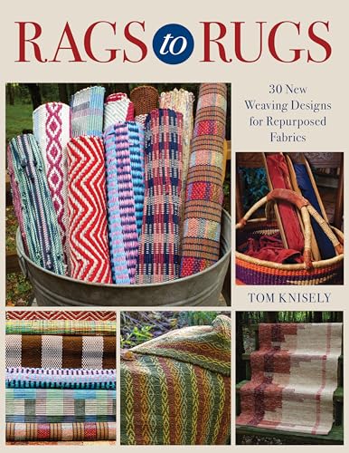 Book cover: "Rags to Rugs" with woven rugs and design examples.