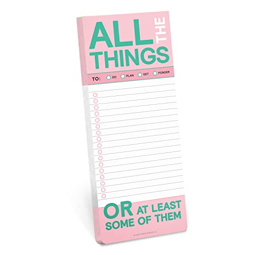 Pink list pad with green text reading "All The Things" and "Or At Least Some Of Them".