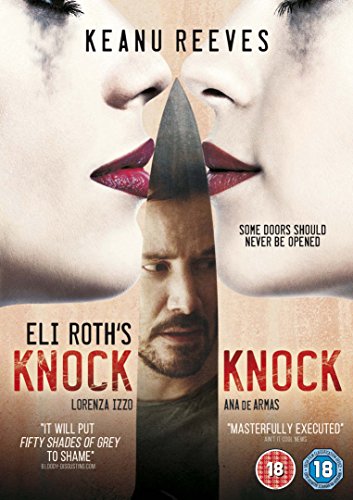 DVD cover featuring two women's faces flanking a knife blade with Keanu Reeves behind it.