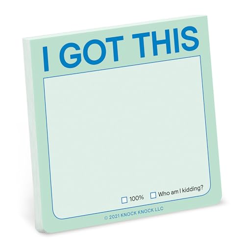Pastel green sticky note pad with “I GOT THIS” text and a checklist.
