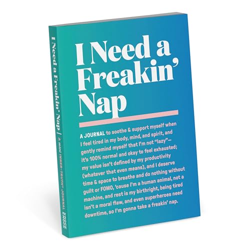Pastel blue journal with text reading "I Need a Freakin' Nap.