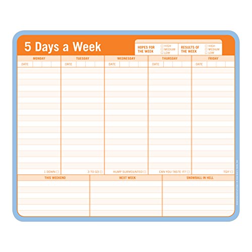 Orange to-do list style mousepad with days of the week labeled.