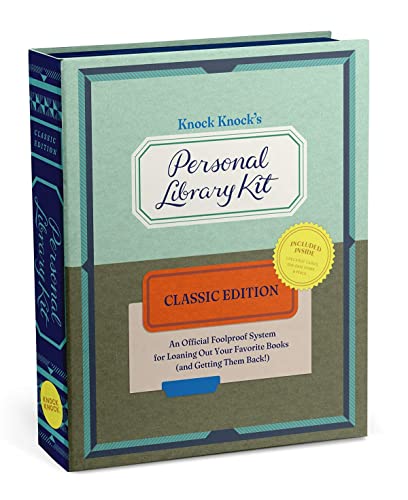 Pale green book-shaped box with "Personal Library Kit" text and orange label.