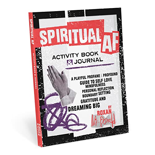 Black and red journal titled "Spiritual AF" with hands in prayer.