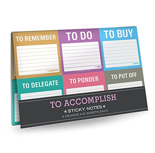 Six colorful sticky note packets labeled "To Remember," "To Do," and more.