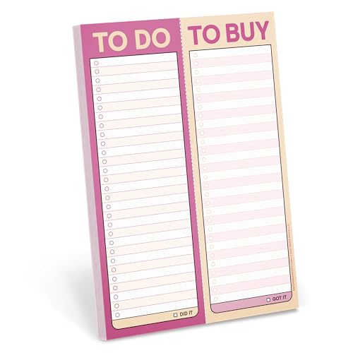 Pastel pink and yellow perforated notepad with "TO DO" and "TO BUY" checklists.