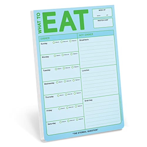 Pastel blue and green weekly meal planning notepad with checkboxes.