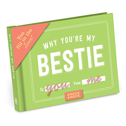 Small green and white "Why You're My Bestie" fill-in-the-blank gift book.