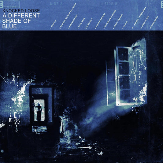 Dark blue album cover showing a silhouette in a doorway and an open window.