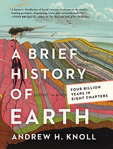 Book cover: “A Brief History of Earth” with layered geological illustration.